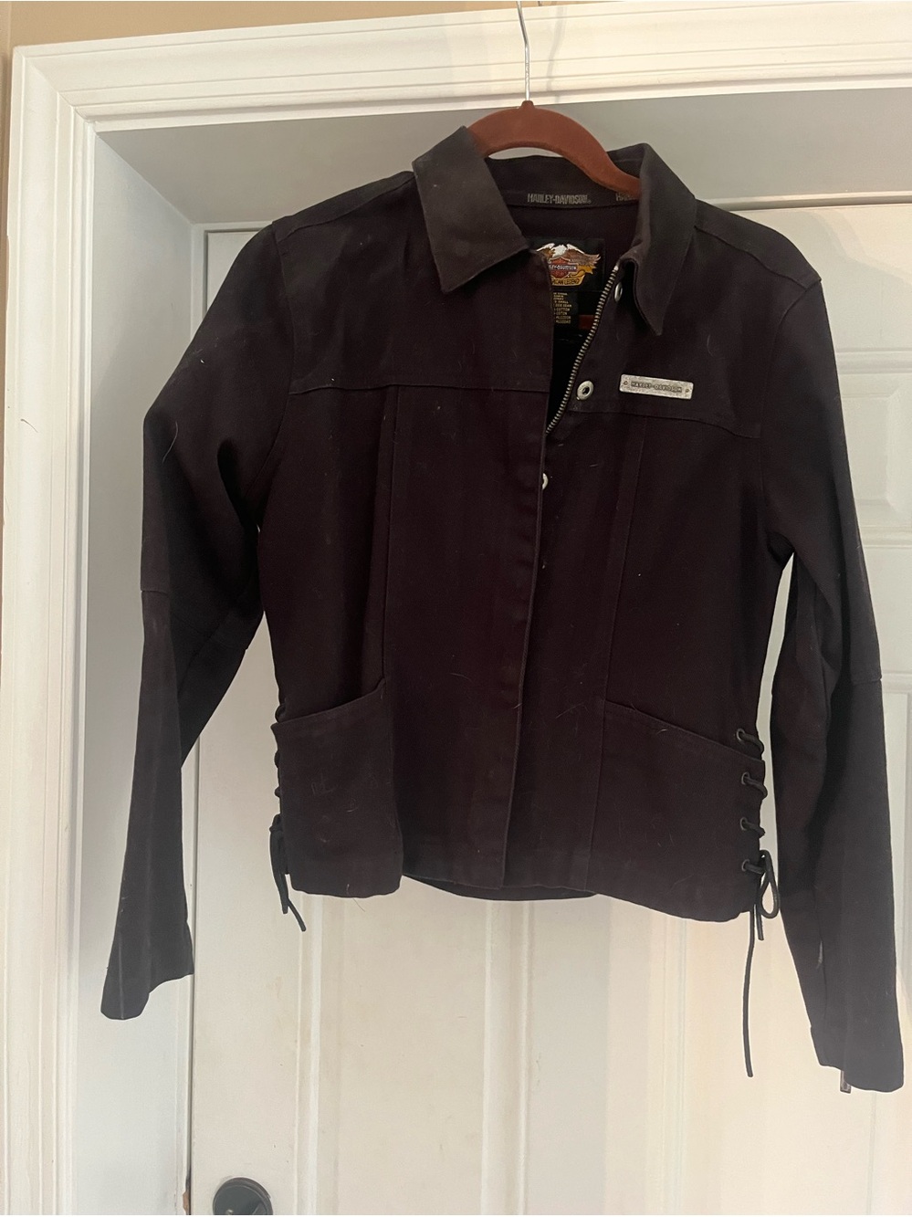 Harley-Davidson Women's Black Lace-Up Side Zip Jacket